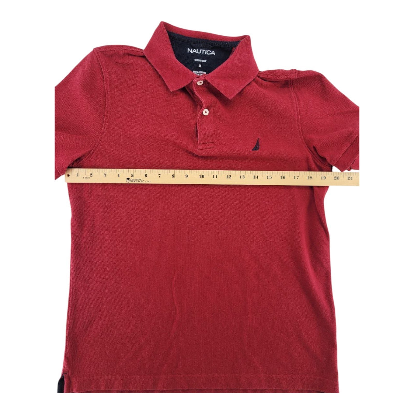 Nautica Mens Classic Fit Polo Shirt Red 100% Cotton Short Sleeve Size M
