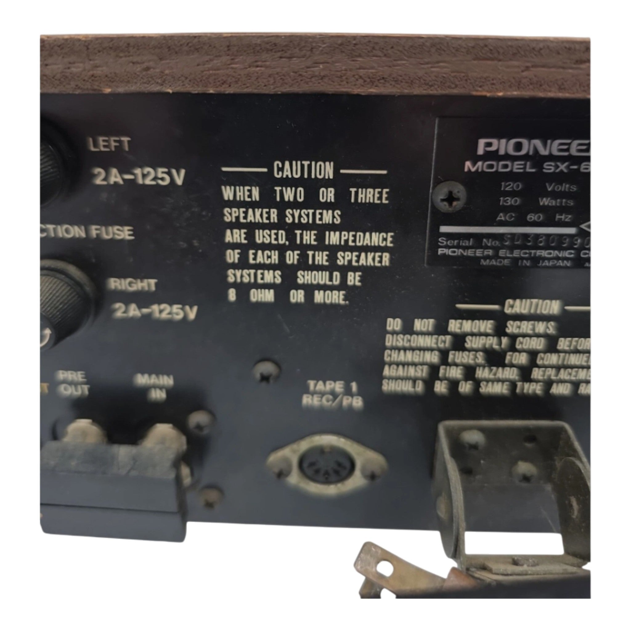 Pioneer SX-626 Vintage Stereo Receiver For Parts/Non Working Wood Case Japan