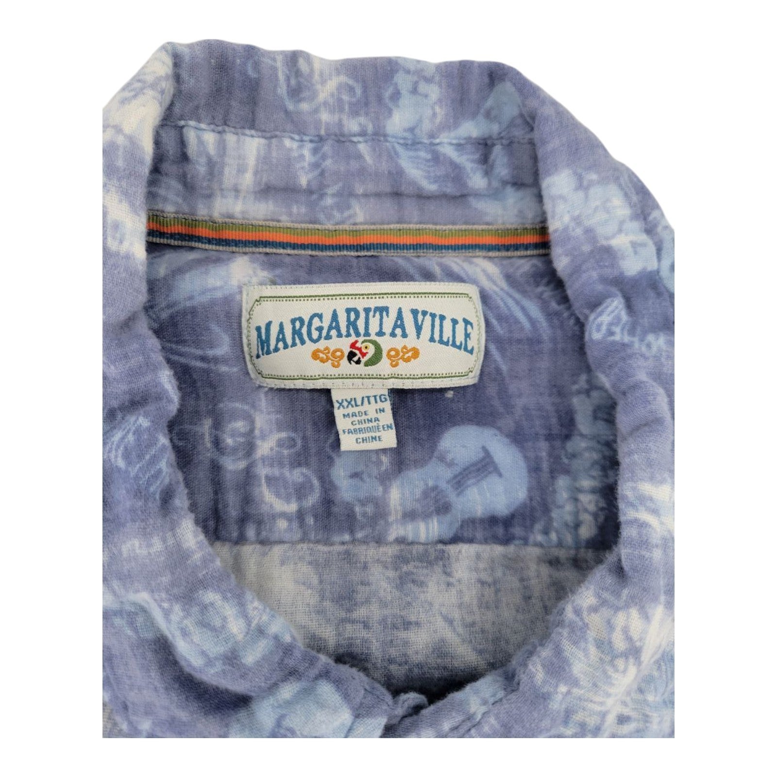 Margaritaville Men's Blue Hawaiian Shirt XXL Aloha Island Cotton Blend