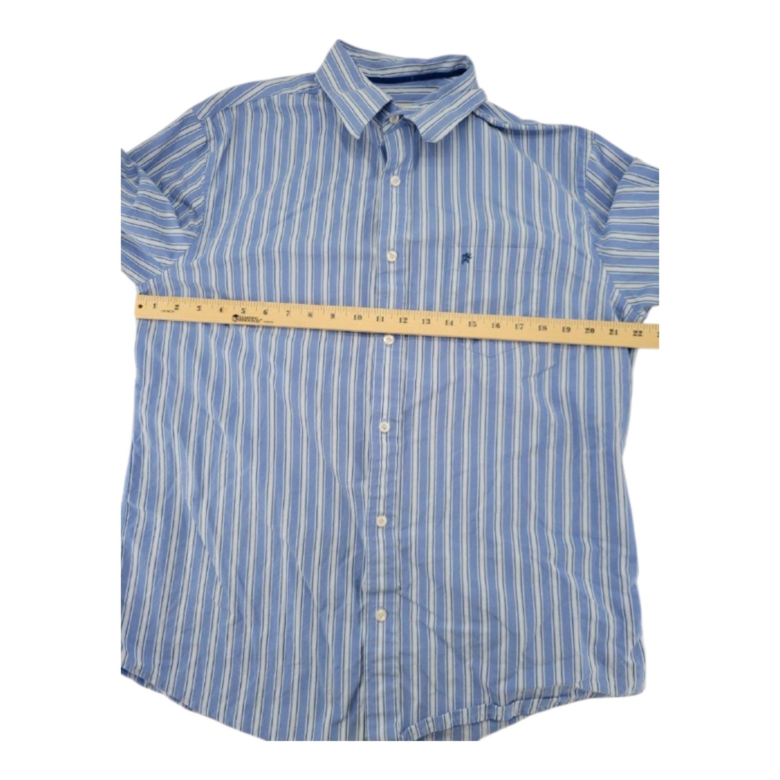 Mossimo Supply Co Mens Button Down Dress Shirt Blue White Stripe Long Sleeve L