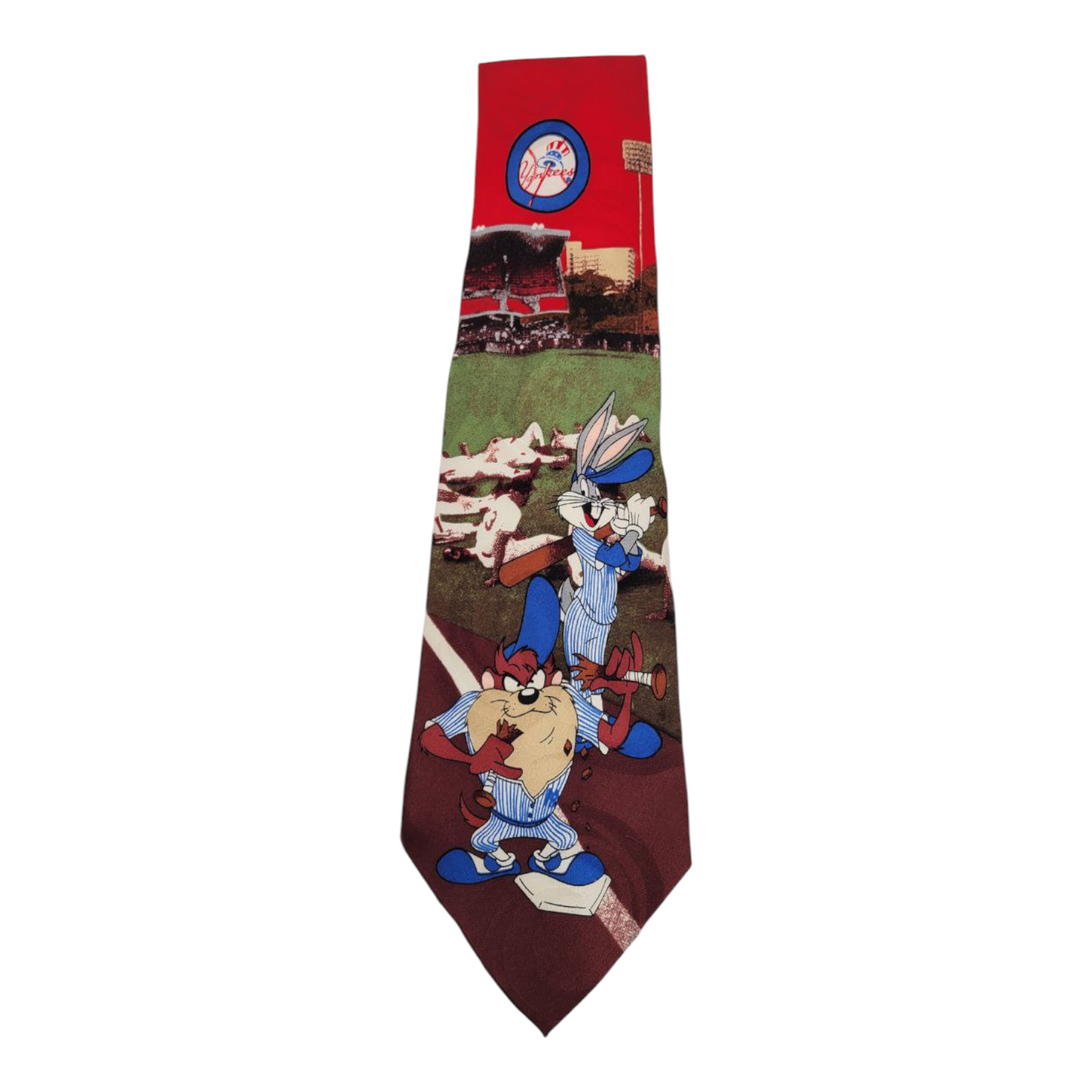 Looney Tunes Baseball Toons New York Yankees Bugs Bunny Taz Silk Tie 1994 MLB