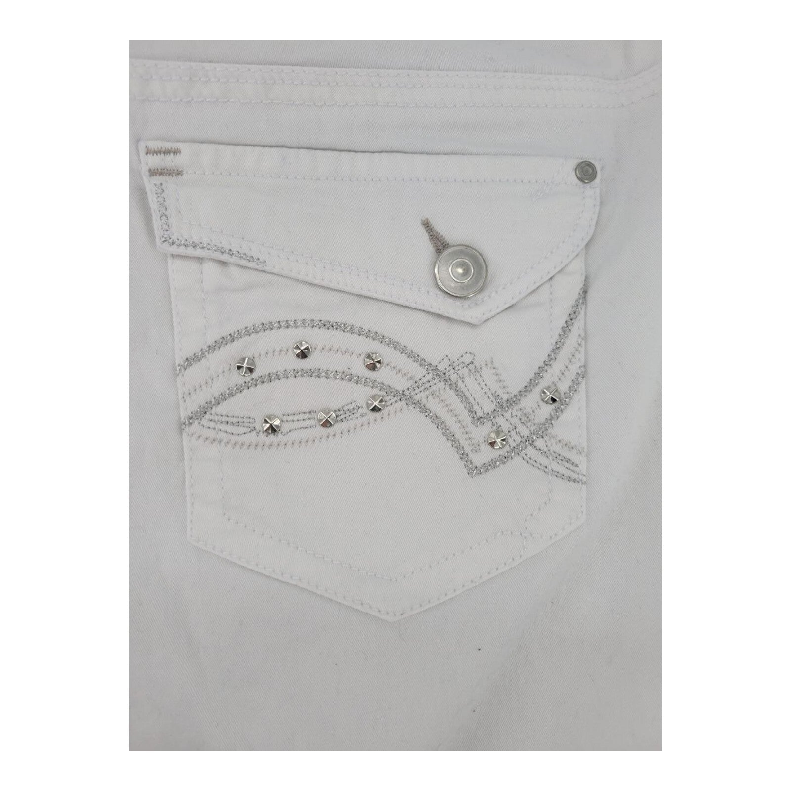 Faded Glory Womens White Capri Pants Studded Pockets Stretch Size 20W