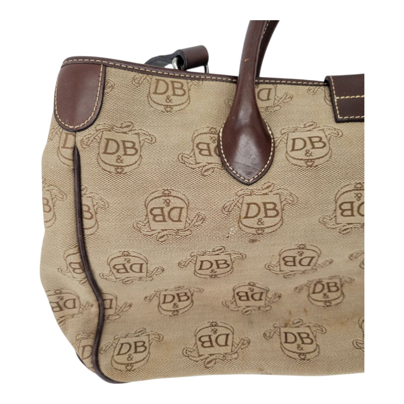 Dooney & Bourke D&B Canvas Brown Tan Satchel Tote Cross Purse Body Bag