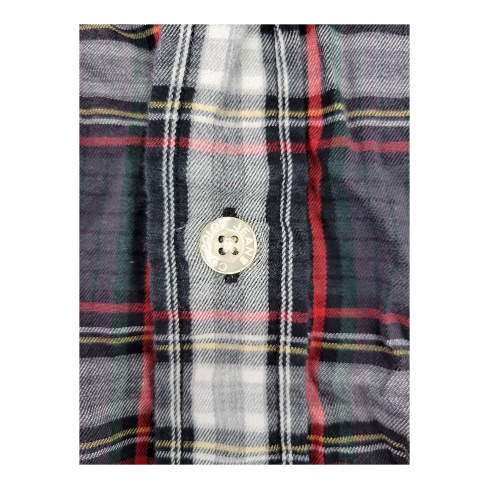 Polo Jeans Co Ralph Lauren Gray Red Plaid Button Down Long Sleeve Shirt Men XL