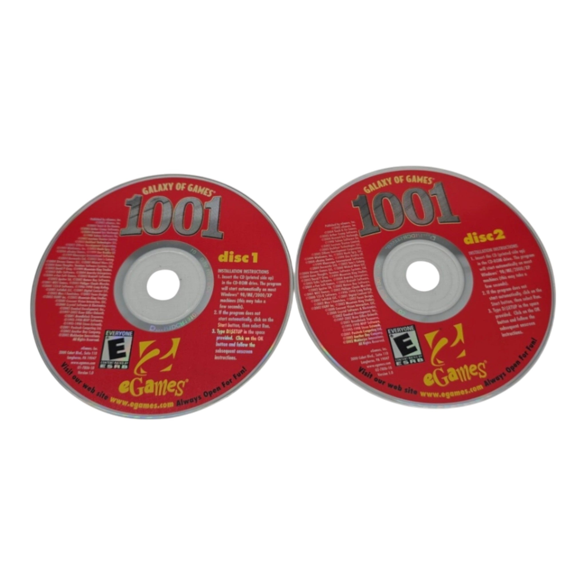 Galaxy of Games 1001 PC CD-ROM 2 Disc Set eGames Compilation Collection