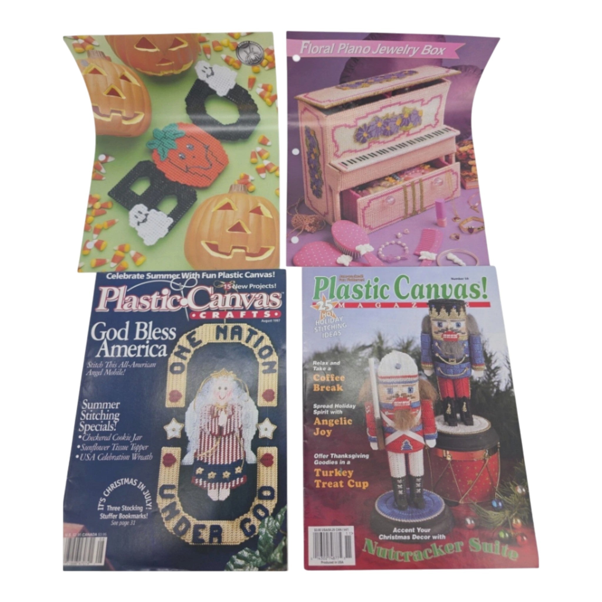 Lot 4 Plastic Canvas Craft Magazine Halloween Christmas patterns and instruction
