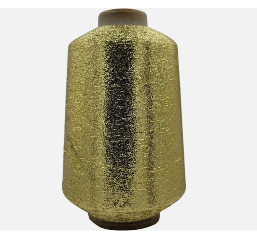 Vintage Gold Metallic Yarn Cone Shiny Weaving Knitting Embroidery Thread