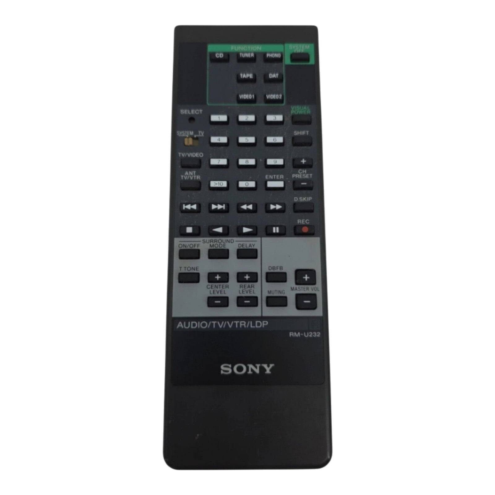 Genuine Sony RM-U232 Audio Video Receiver Remote Control AV System Tested