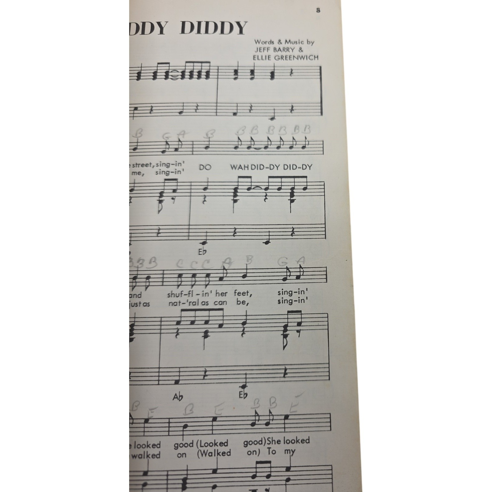 Manfred Mann Do Wah Diddy Diddy Sheet Music 1963 by Jeff Barry & Ellie Greenwich