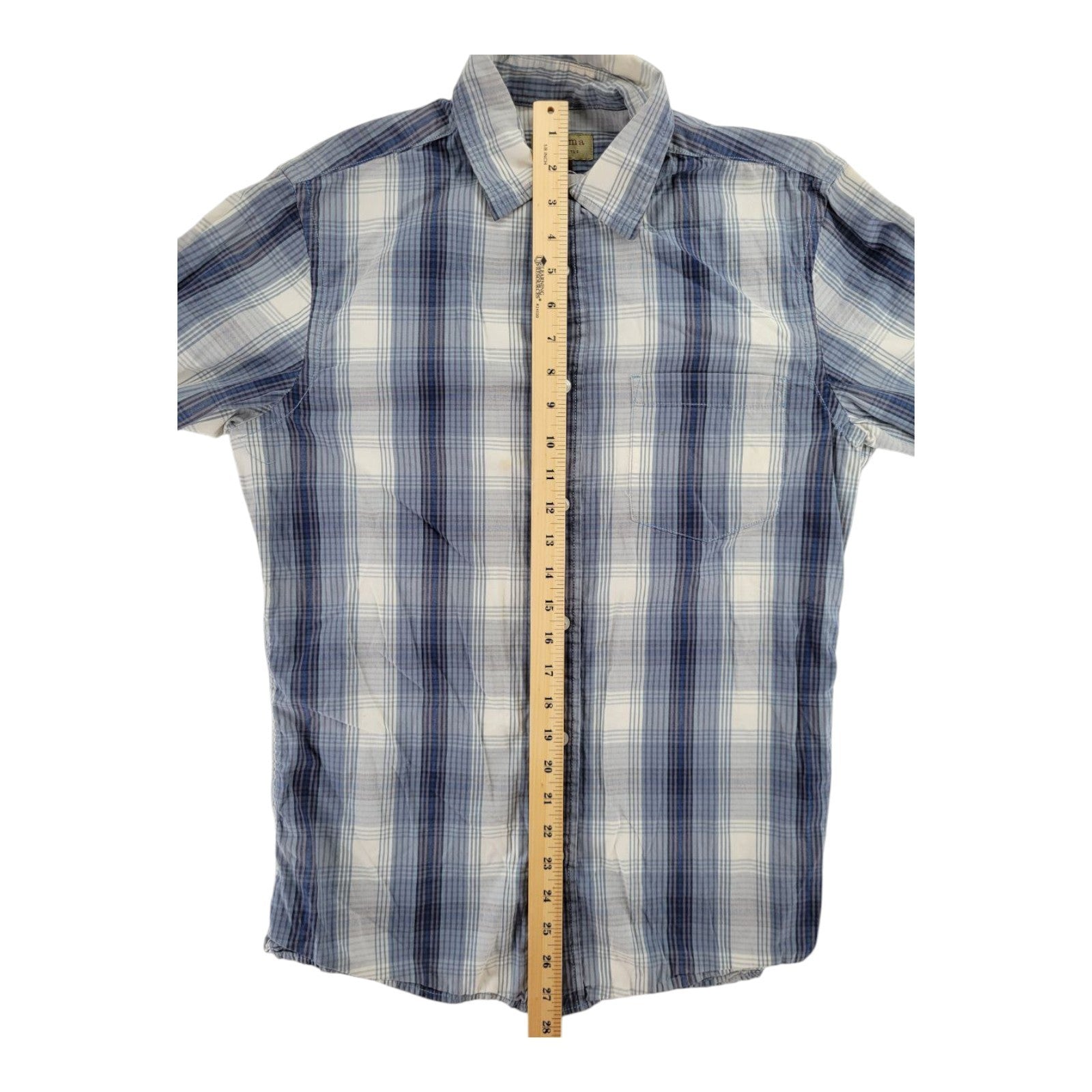 Sonoma Life Style Blue Plaid Button-Up Shirt Long Sleeve Men's Size Small