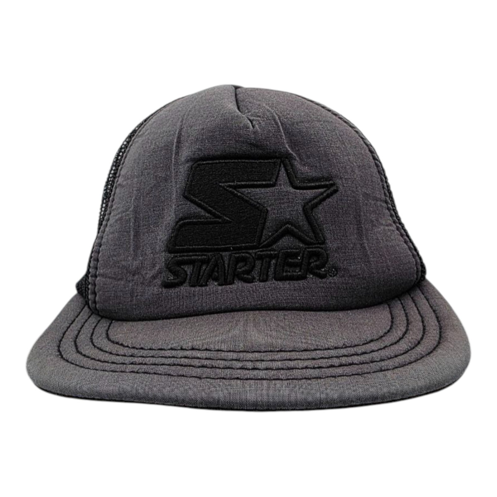 Vintage Starter Snapback Cap Mesh Hat Gray Black Logo One Size
