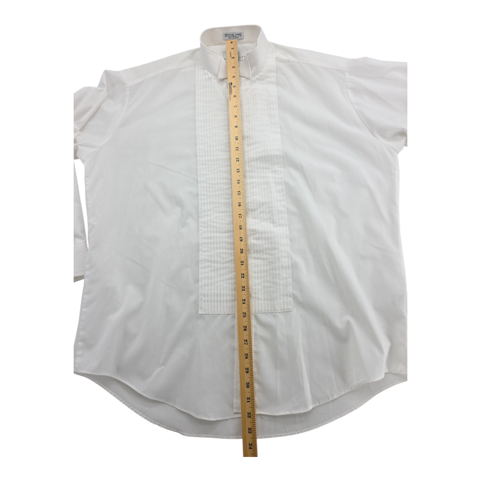 Neil Allyn Mens Tuxedo Shirt White Pleated Front Long Sleeve Formal XL 32/33