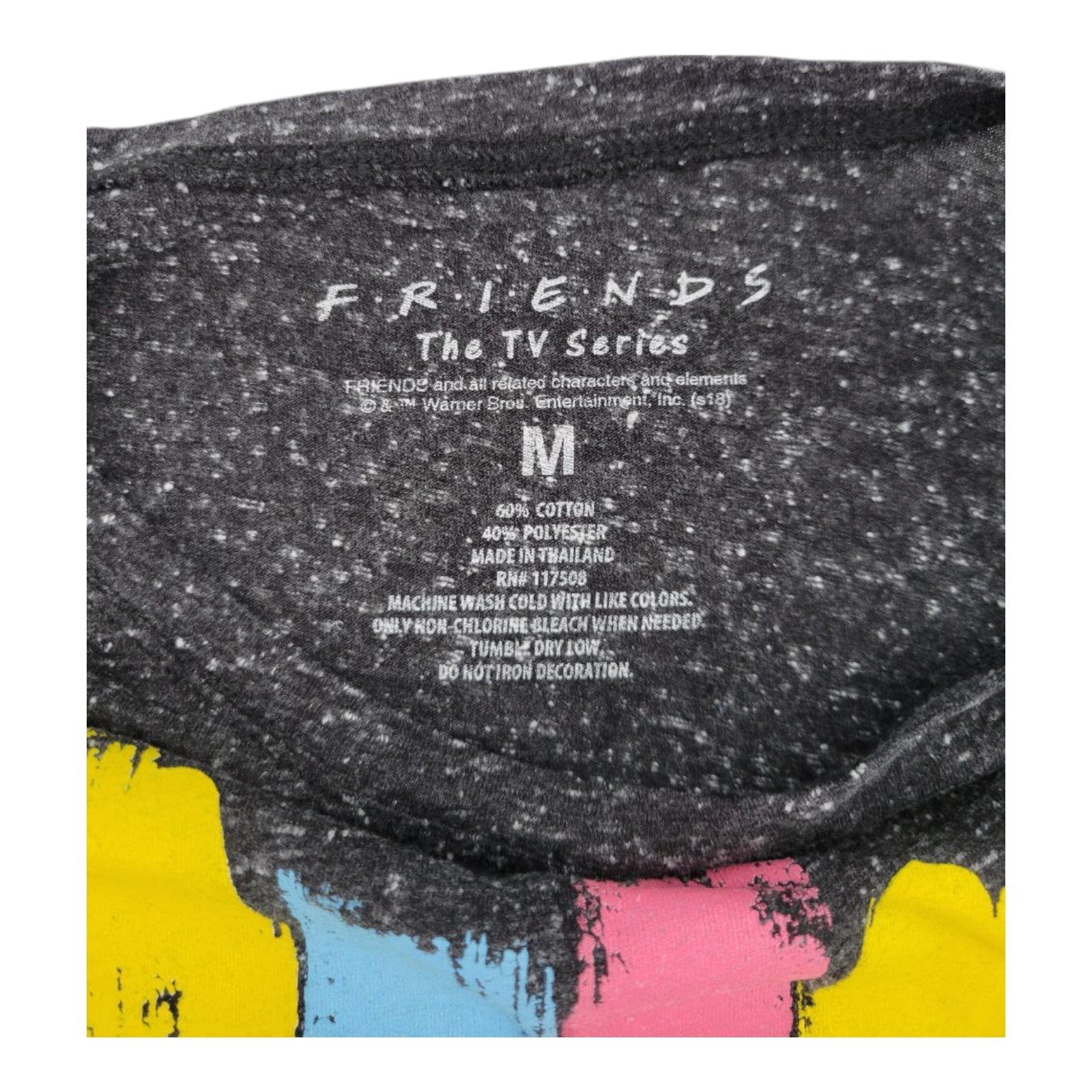 Friends TV Show Graphic T-Shirt Black Speckled Size M Cotton Blend