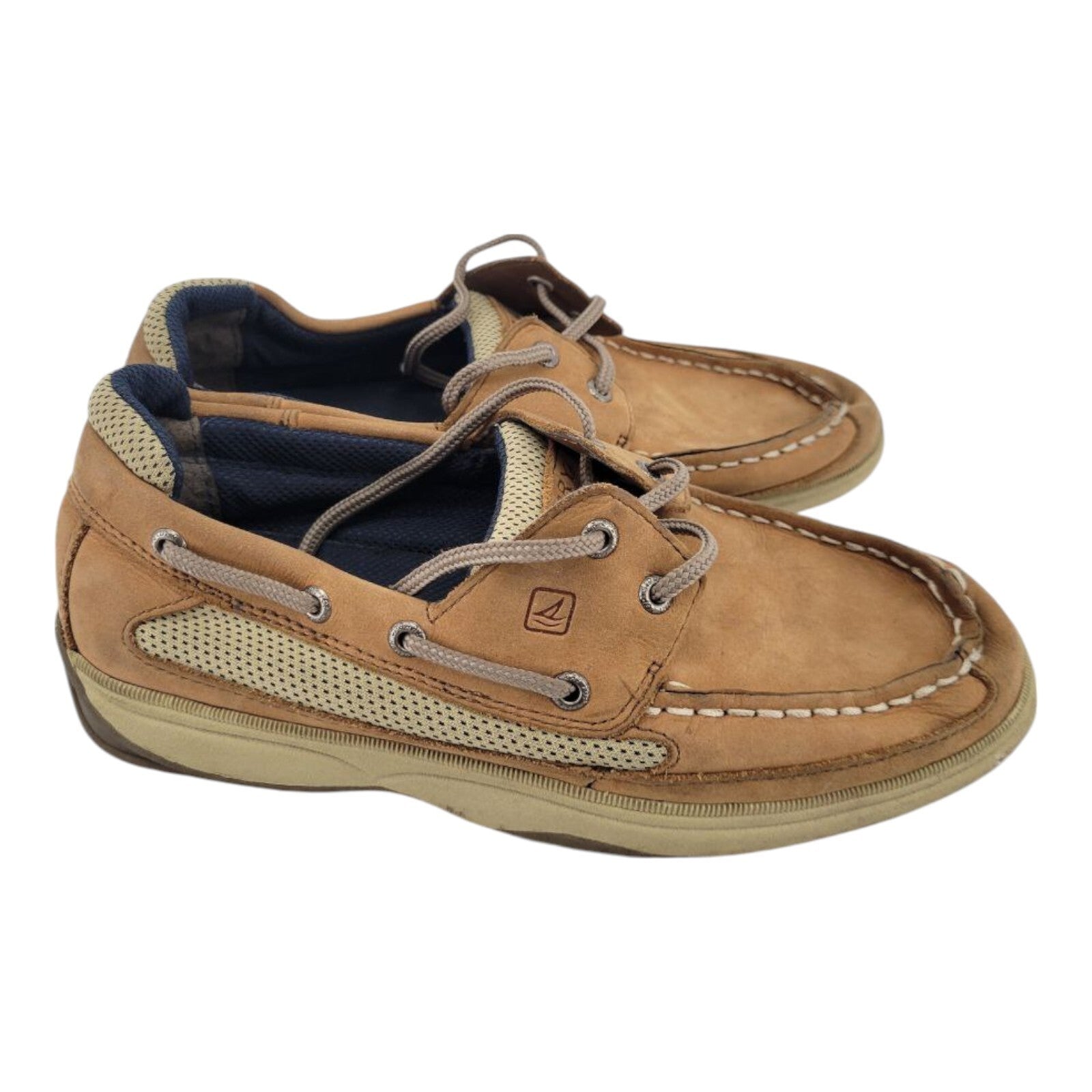 Sperry Top Sider Boys Lanyard Boat Shoes 2 Eye Tan Leather US 4.5M EU 37