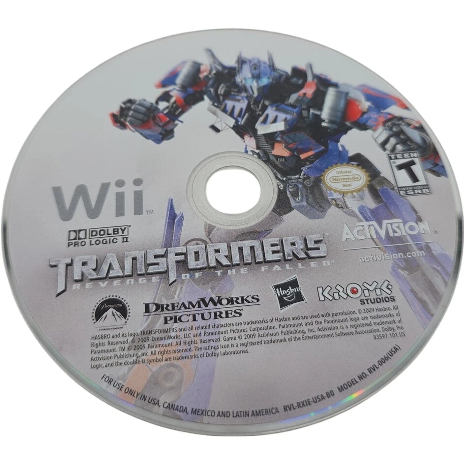 Transformers Revenge of the Fallen Nintendo Wii 2009 Complete with Manual