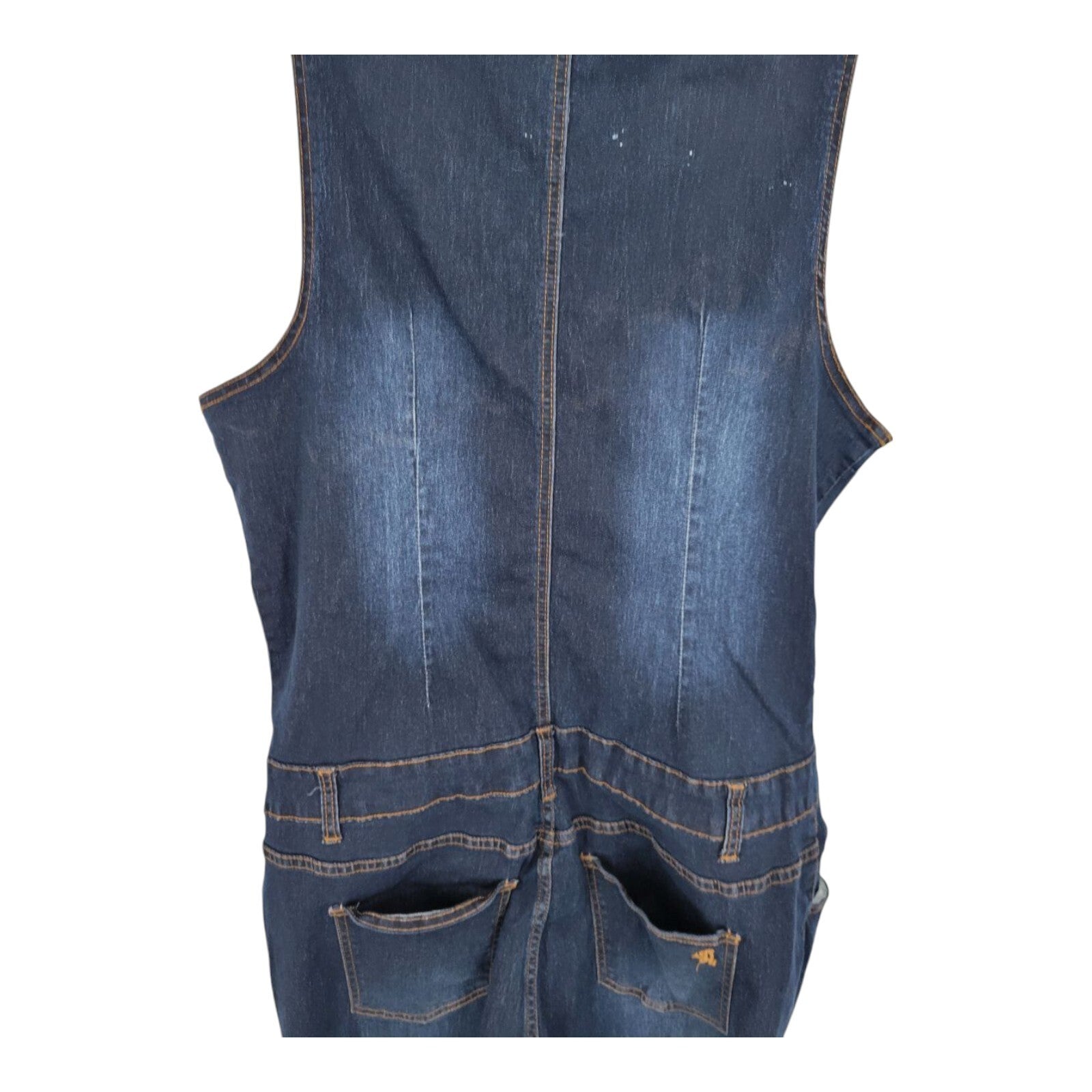 VIP Jeans Skinny Sleeveless Zip Up Blue Distressed Denim Jumpsuit 3X