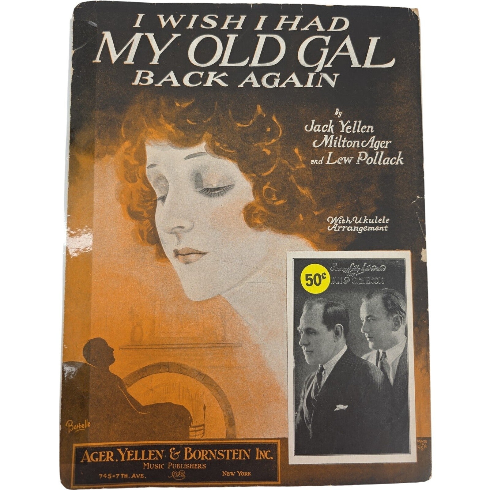 I Wish I Had My Old Gal Back Again 1926 Sheet Music by Yellen Ager & Pollack