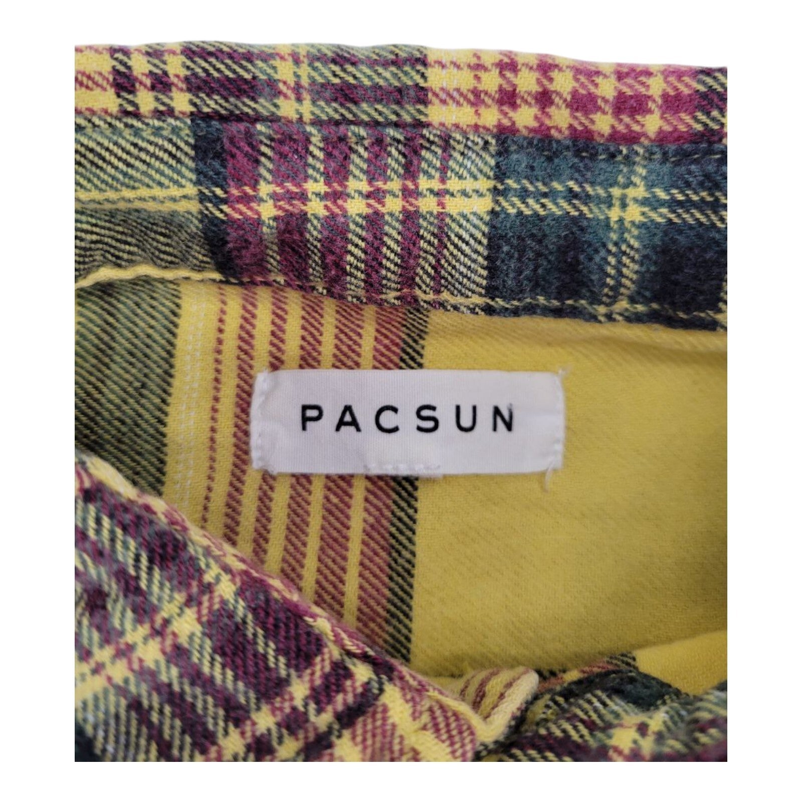 Pacsun Yellow Red Plaid Flannel Shirt Mens Button Up Long Sleeve M