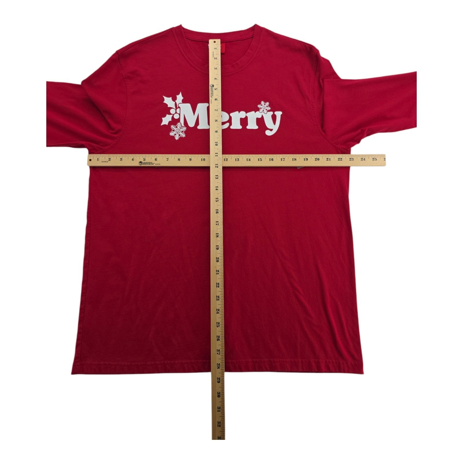 Family PJs Macy’s Men’s XL Red Merry Christmas Long Sleeve Shirt