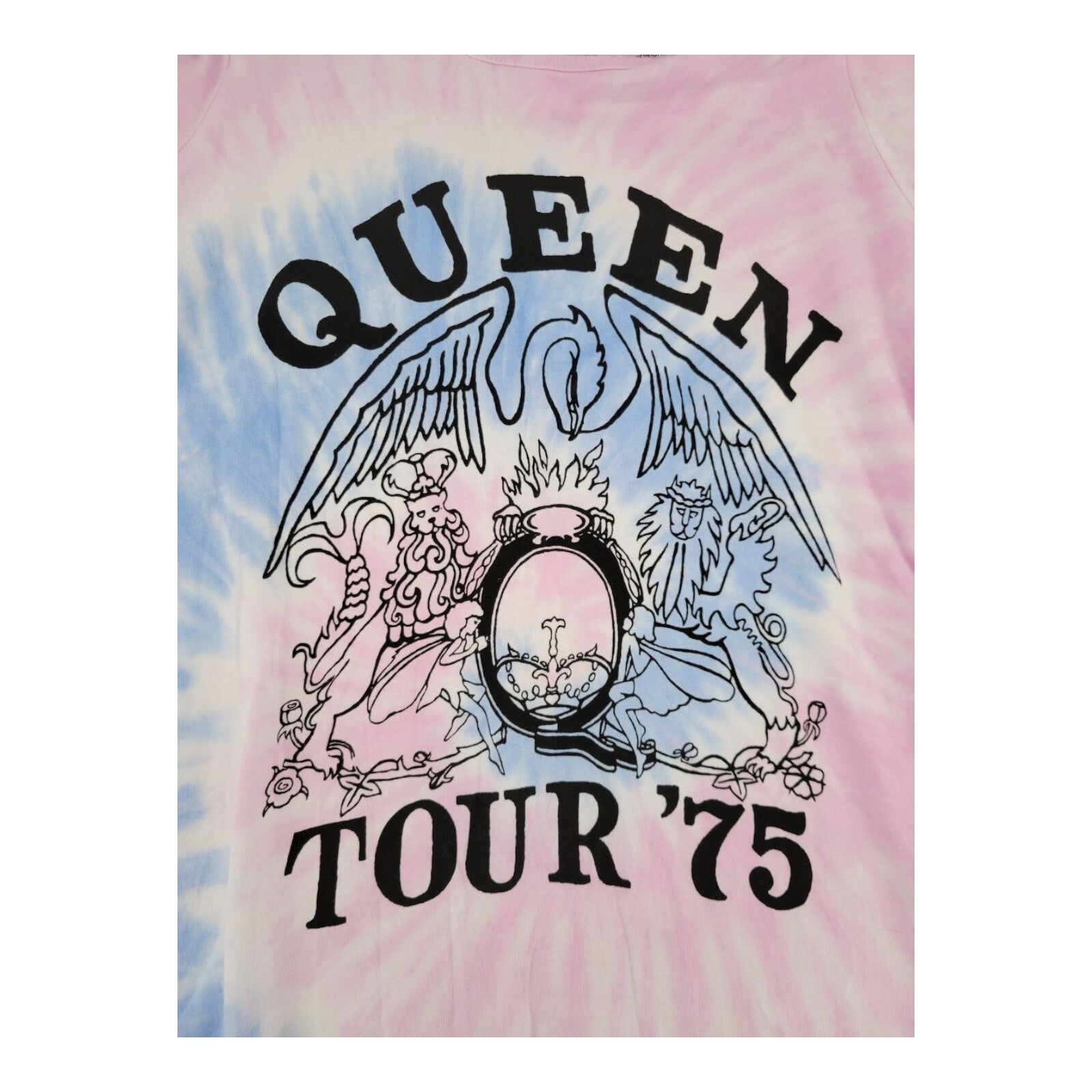 Queen Official Merch Tour ’75 Pink Blue Tie Dye T-Shirt Dress Womens Size 0