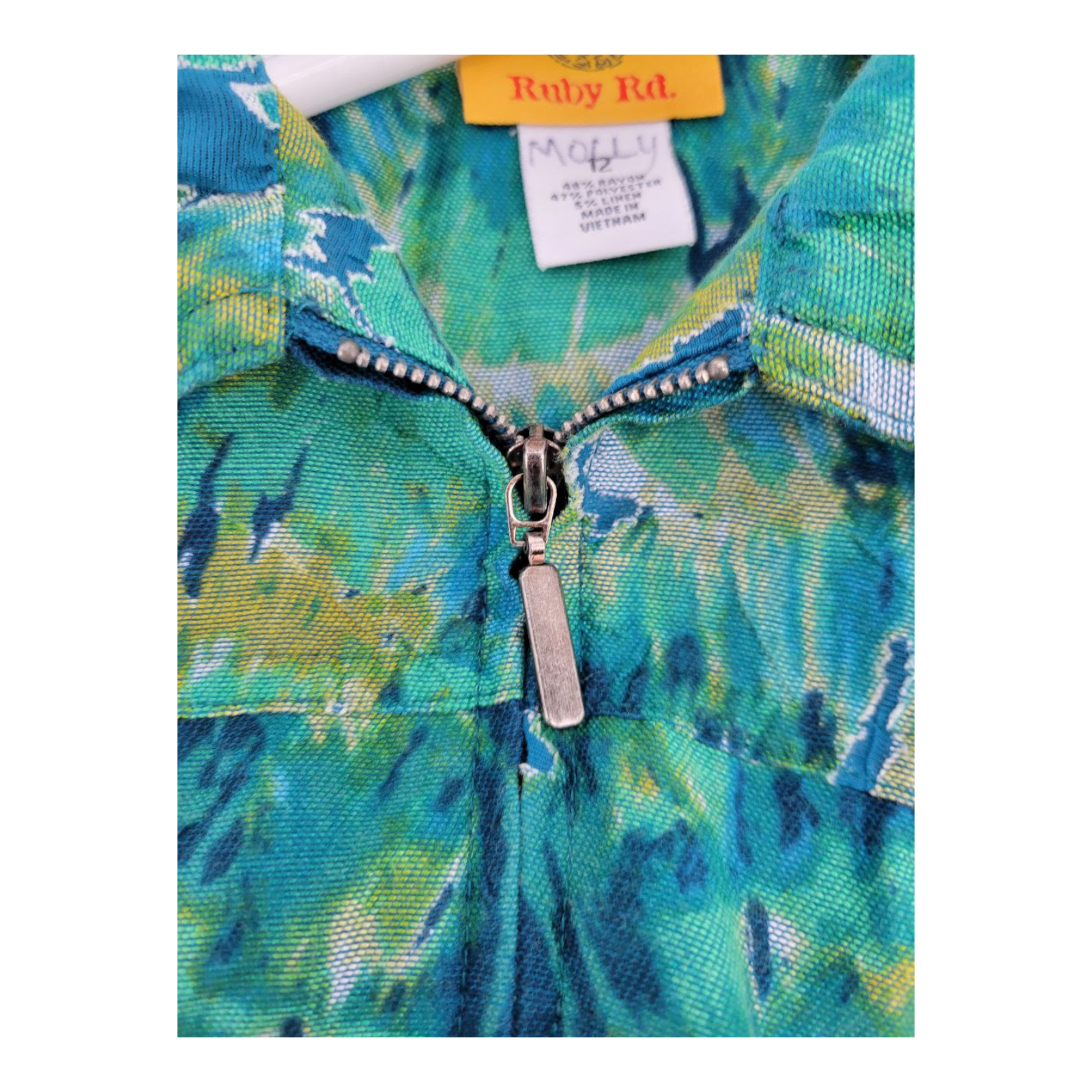 Ruby Rd Womens Zip Front Collared Jacket Green Multicolor Size 12