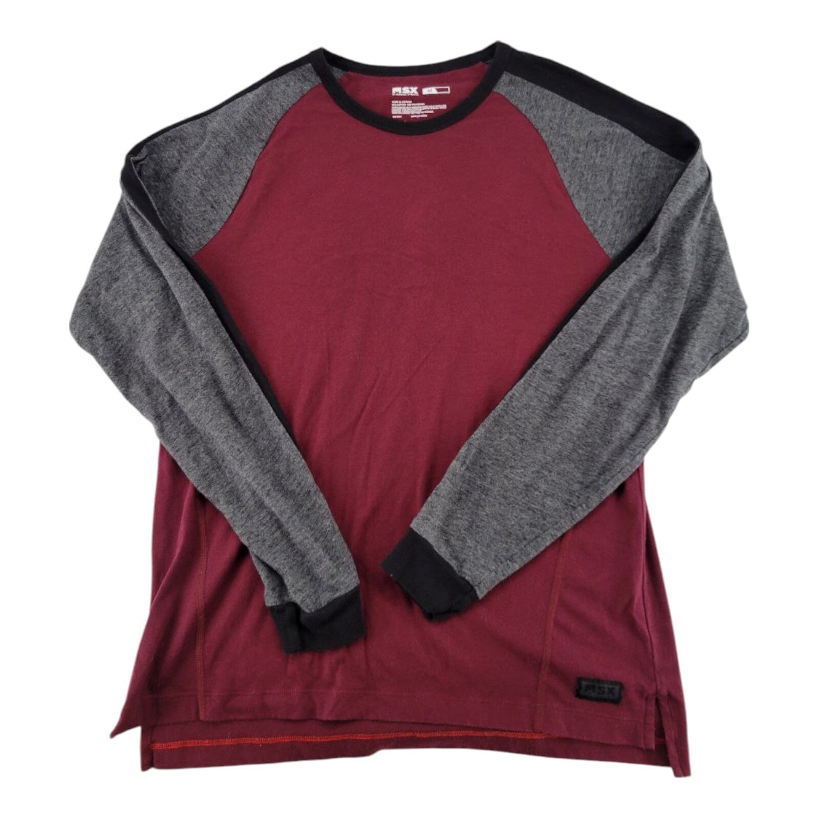 MSX by Michael Strahan Long Sleeve Shirt Maroon Gray Colorblock Size Medium