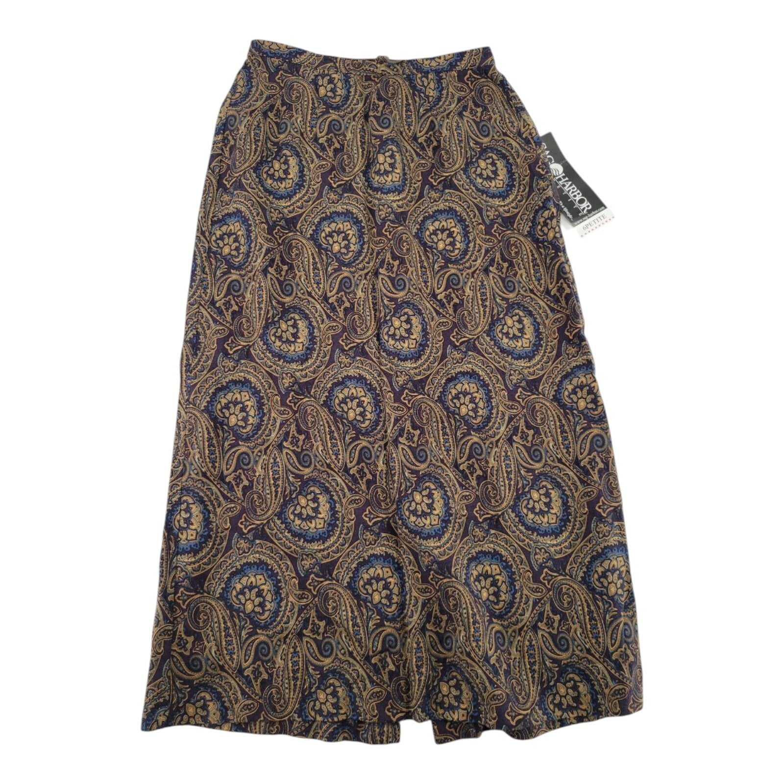 Sag Harbor Petite Paisley A-Line Midi Skirt Rayon Crepe Size 6