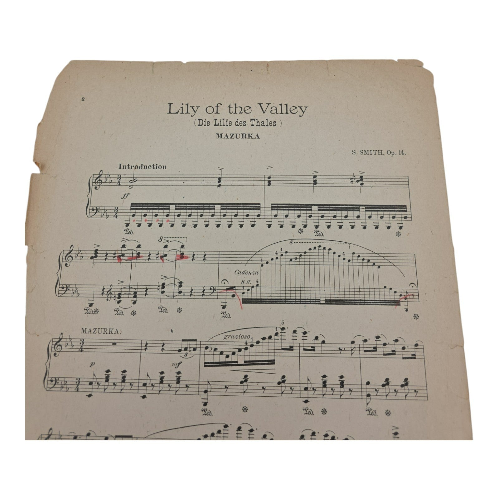 Lily Of The Valley Sydney Smith Sheet Music Op 14 Mazurka