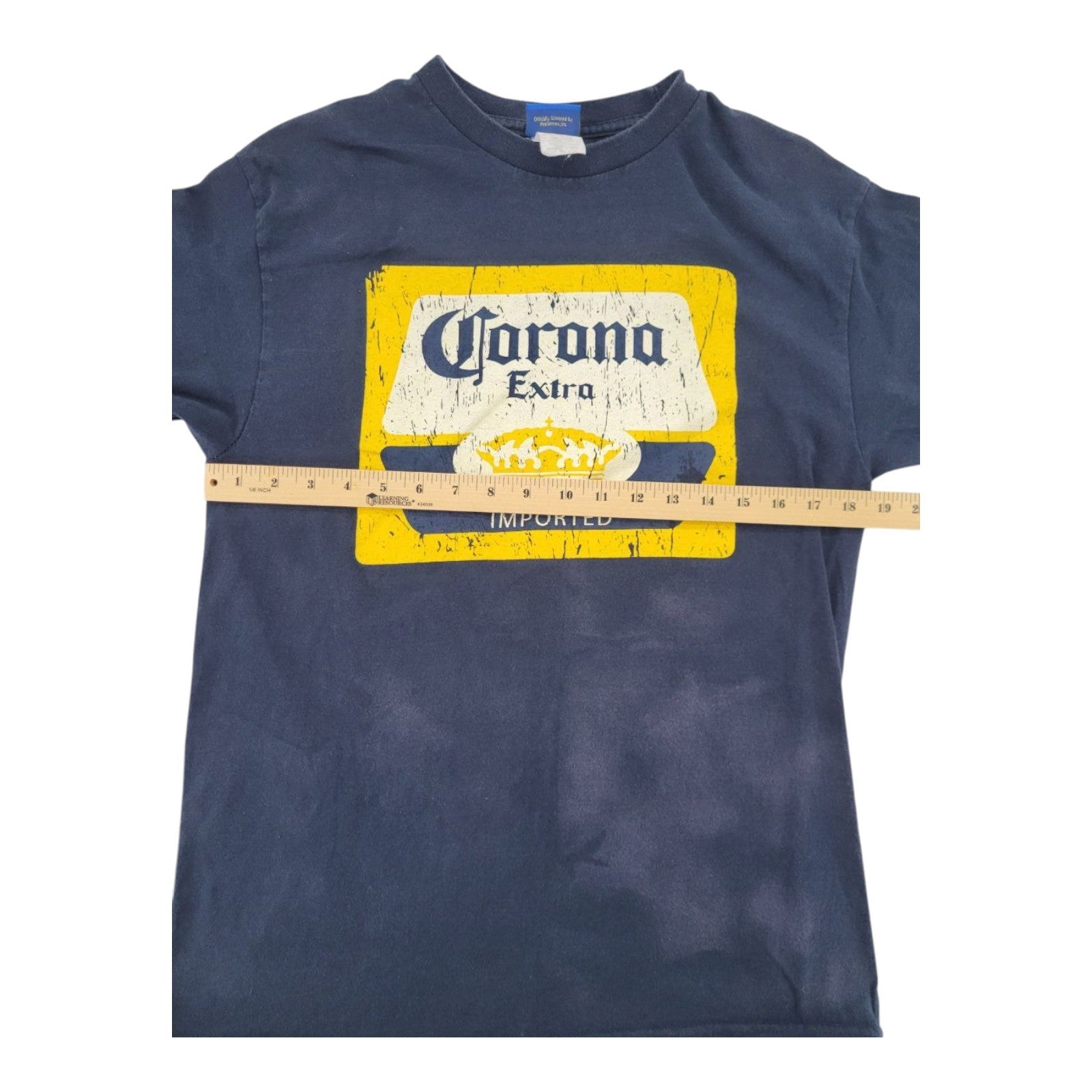 Corona Extra Mens Navy Blue T-Shirt Graphic Beer Logo Distressed Print M