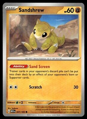 Pokemon 2023 Scarlet & Violet 151 Sandshrew Common #27 Near Mint Card