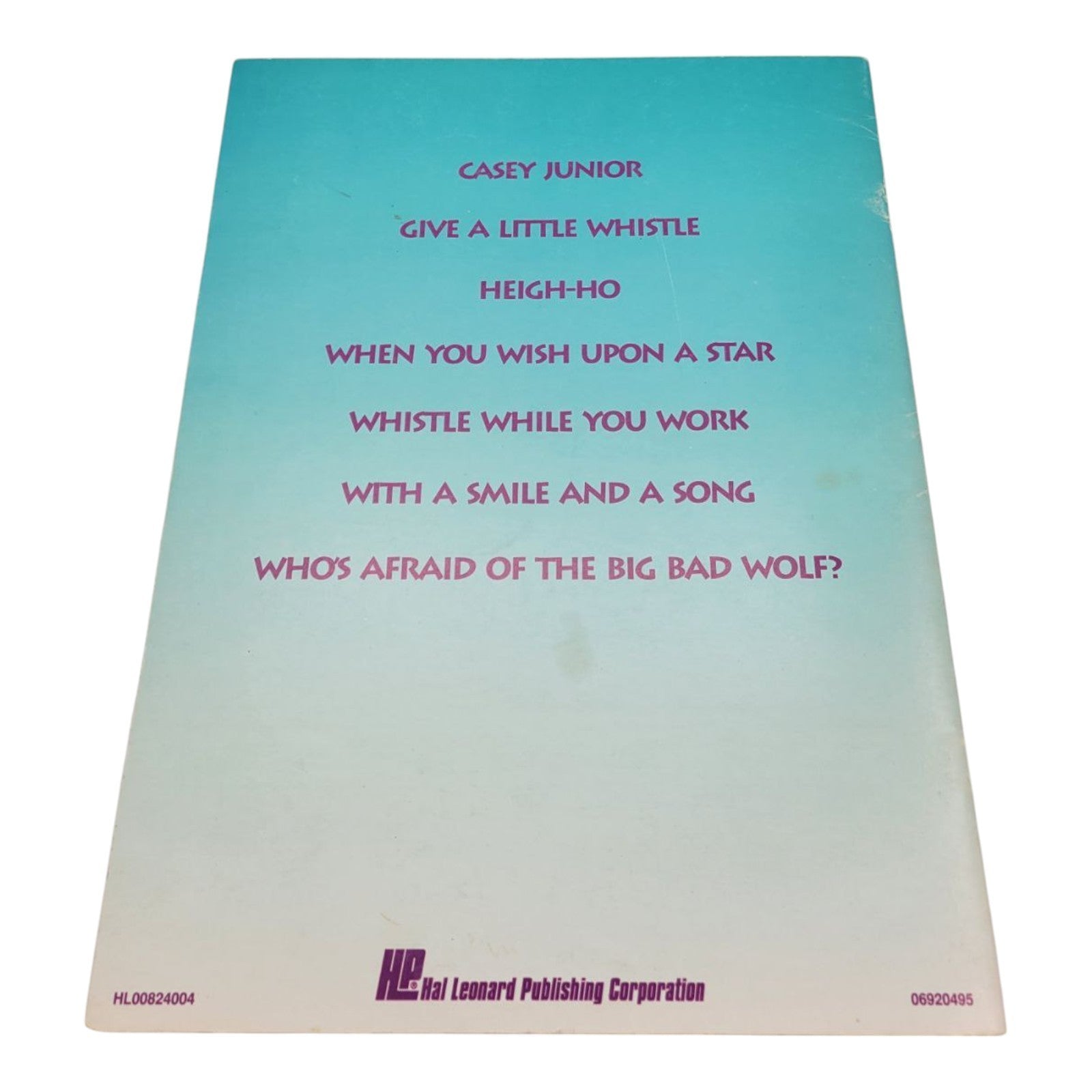 Disney Songs From Animated Film Classics Xylotone Fun Color Coded Songbook 1992