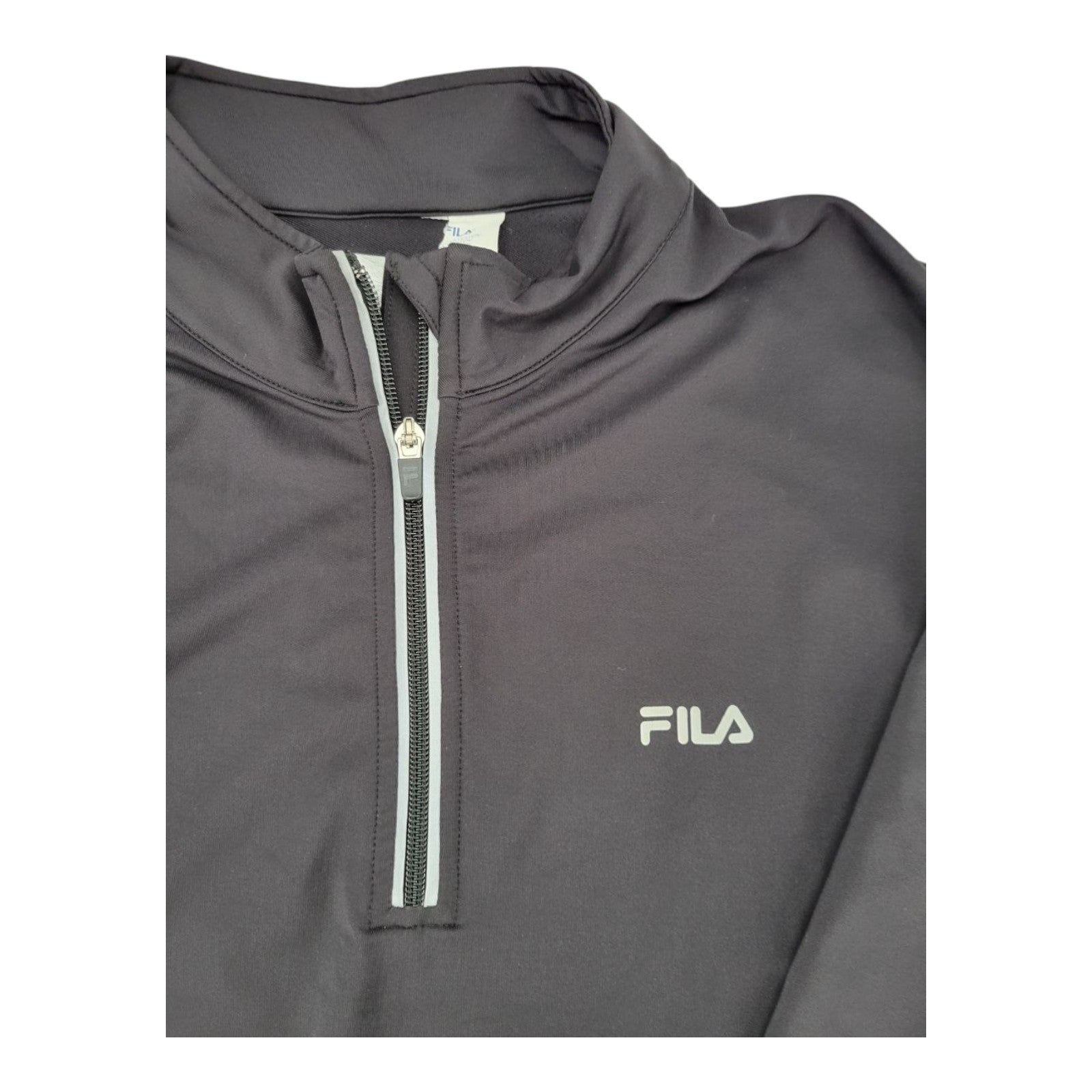 FILA Men's Black 1/4 Zip Pullover Shirt XL Stretch Athletic Long Sleeve