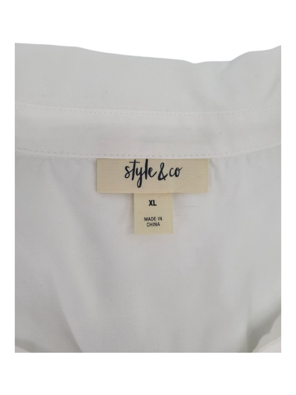 Style & Co Women's White Sleeveless Button Shirt XL Island Getaway