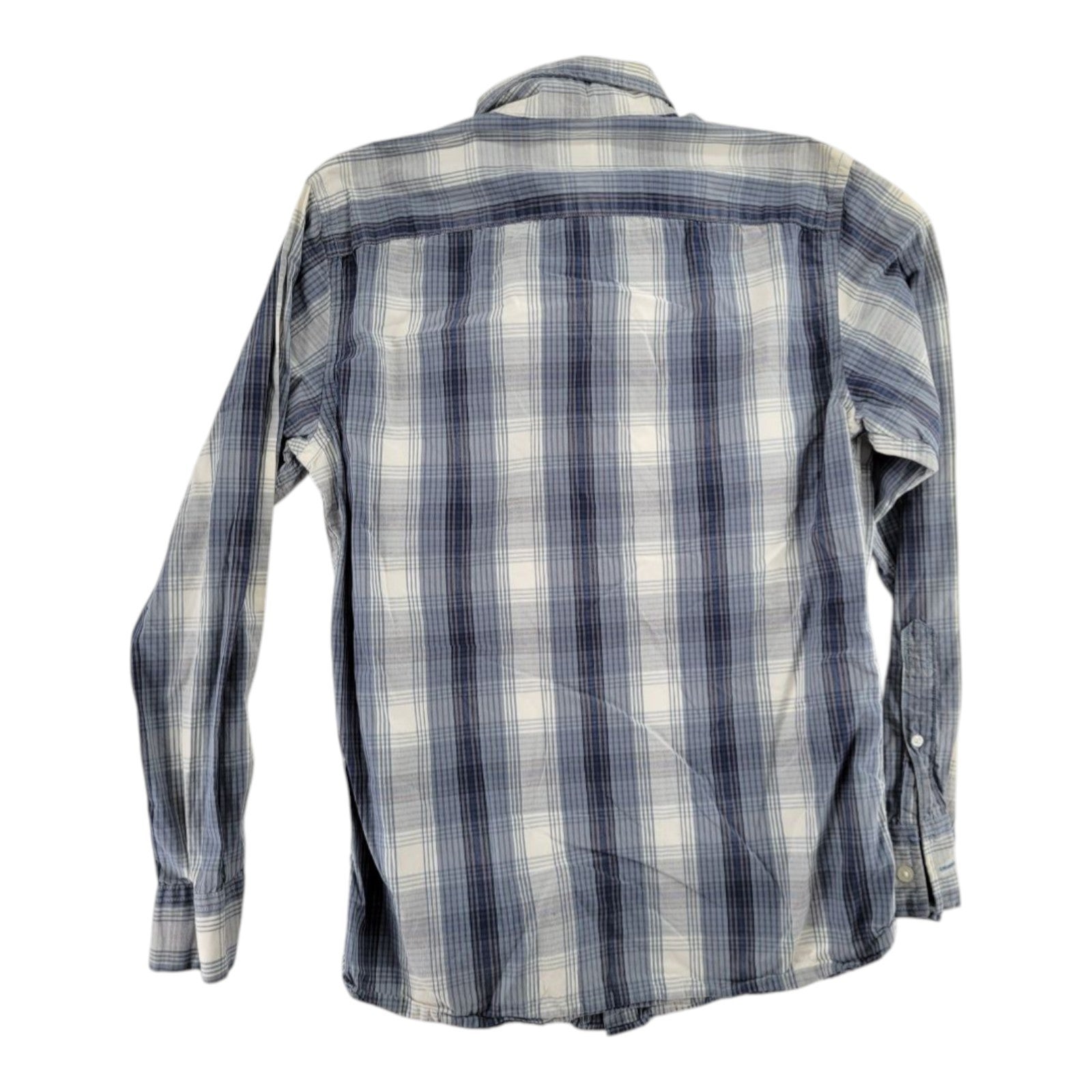 Sonoma Life Style Blue Plaid Button-Up Shirt Long Sleeve Men's Size Small