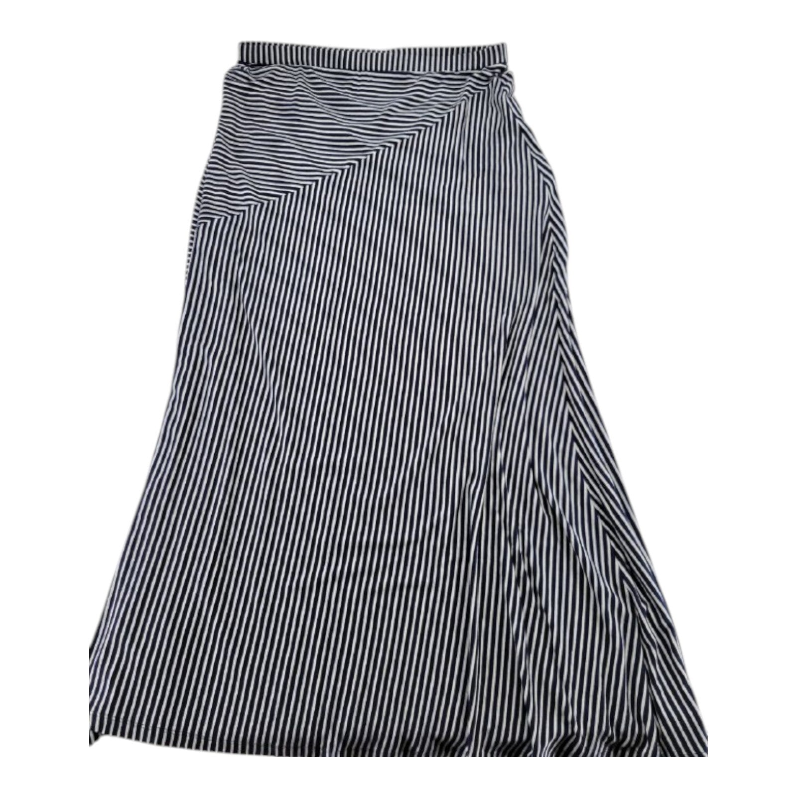 Style & Co. Women's Large Navy White Stripe Spliced Skirt