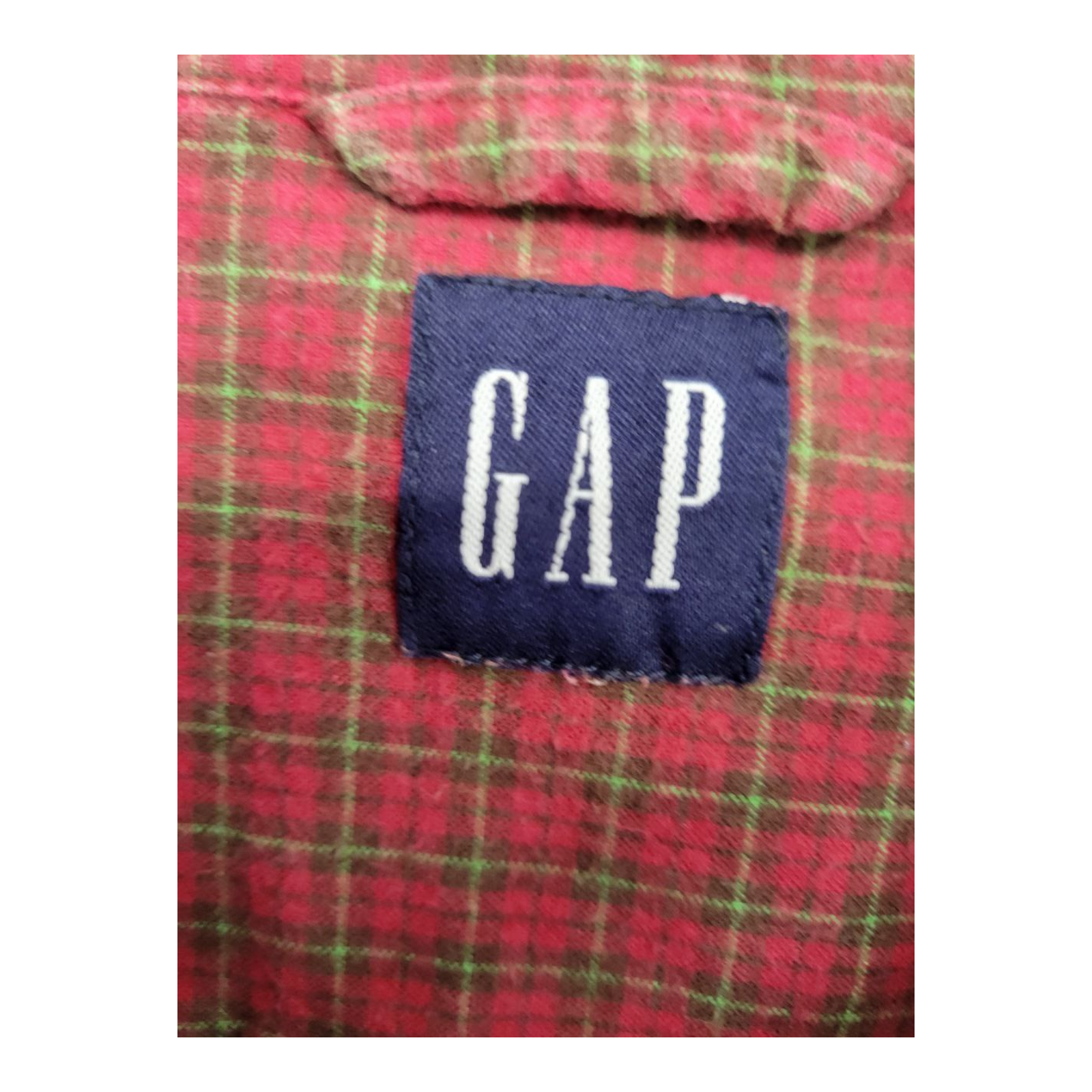Gap Mens Red Green Plaid Flannel Shirt Long Sleeve XXL