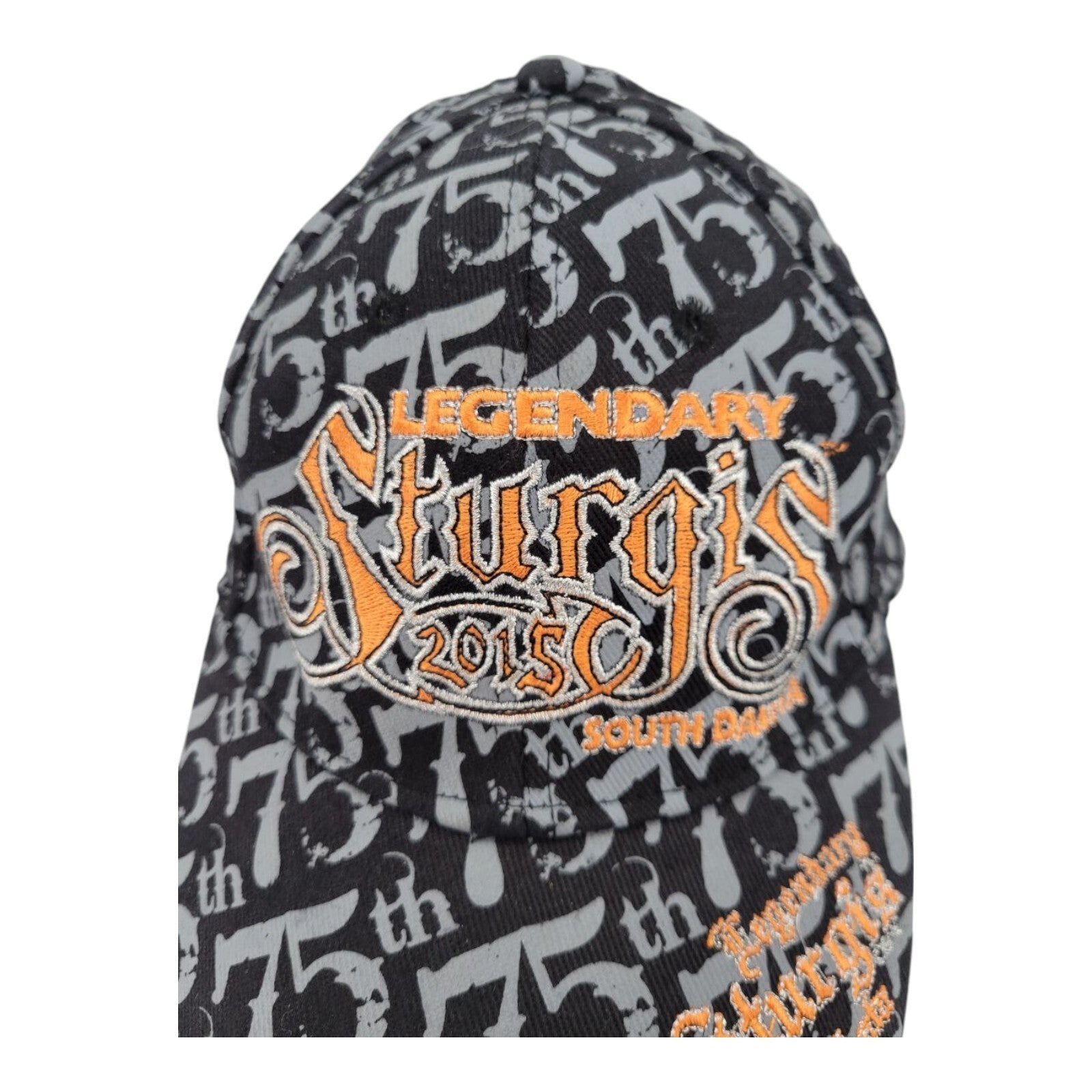 SMC Legendary Sturgis 75th Rally 2015 Black Embroidered Cap South Dakota Hat