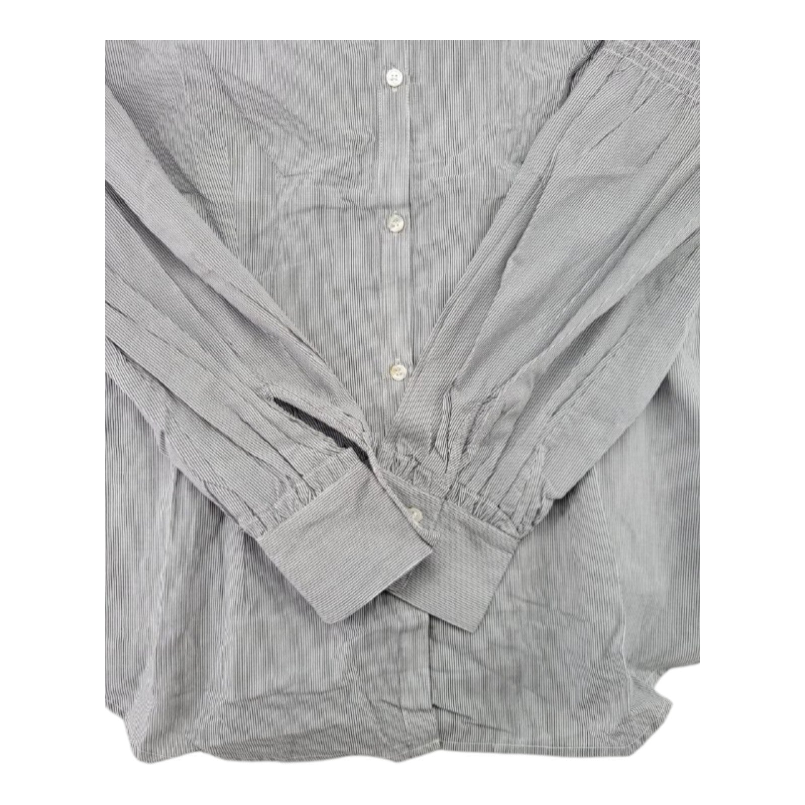 Lark & Ro Women's Black White Striped Button Down Shirt Collared Long Sleeve XL