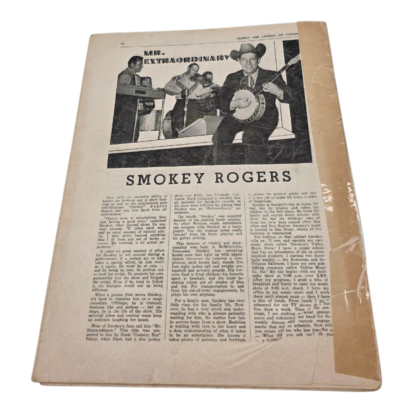 Hillbilly and Cowboy Hit Parade Magazine Vintage Country Music Publication 1954