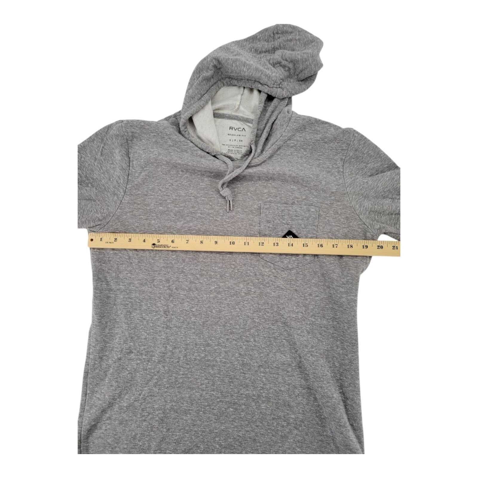 RVCA Gray Pullover Hoodie Mens Lightweight Long Sleeve Pocket Size S