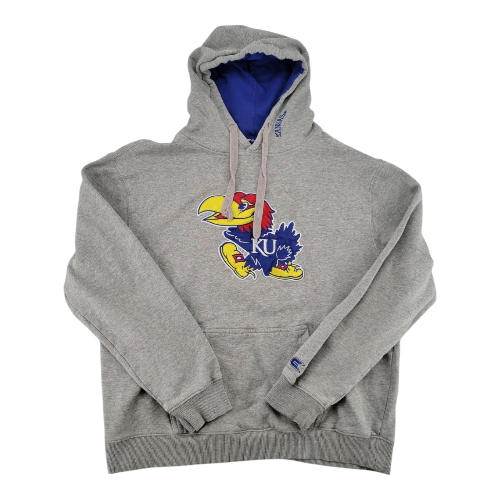 Colosseum Kansas Jayhawks Hoodie Mens Gray Fleece Pullover Sweatshirt Size XL