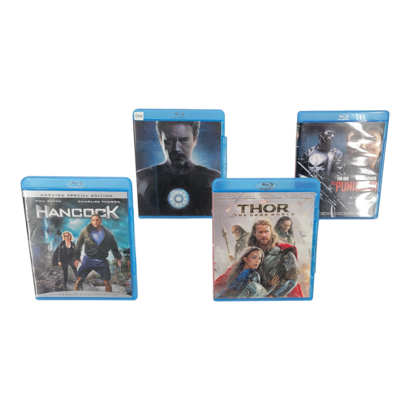 Marvel 4 Action Fantasy Blu Ray Movie Bundle - Iron Man Punisher Hancock Thor