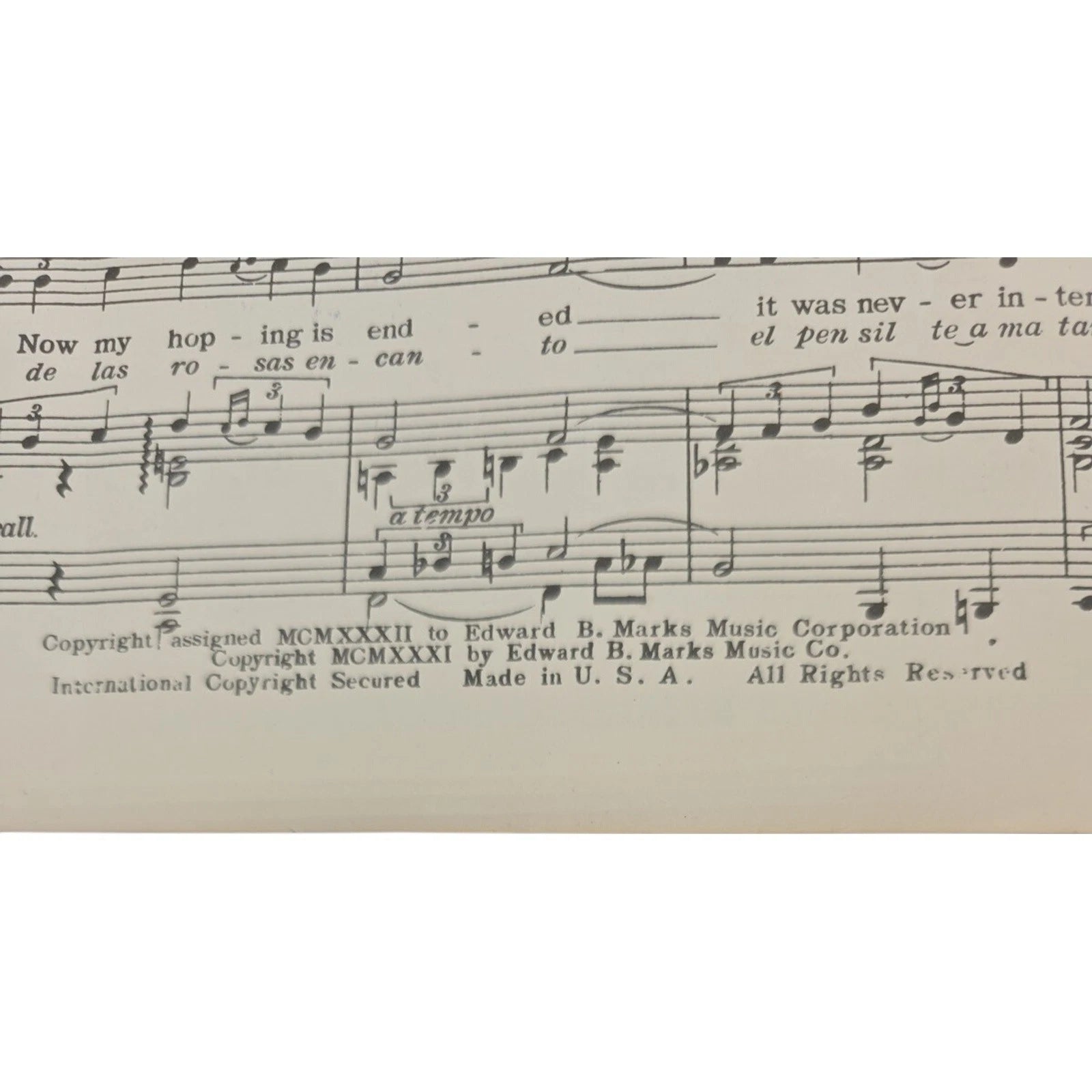 Marta Rambling Rose of the Wildwood Sheet Music 1931 & 1932 Tony Martin Vintage