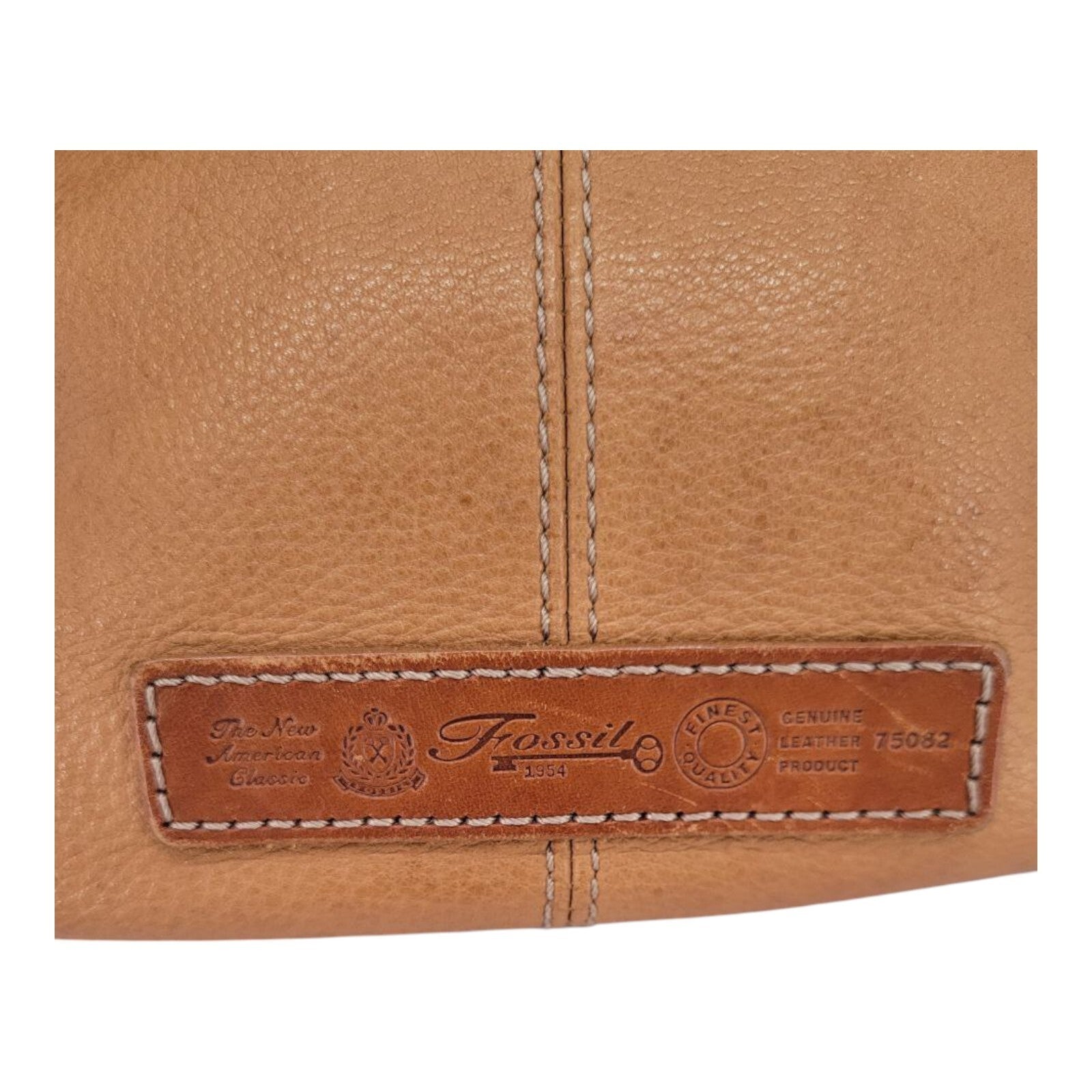 Fossil 75082 Womens Brown Leather Adjustable Strap Drawstring Shoulder Handbag