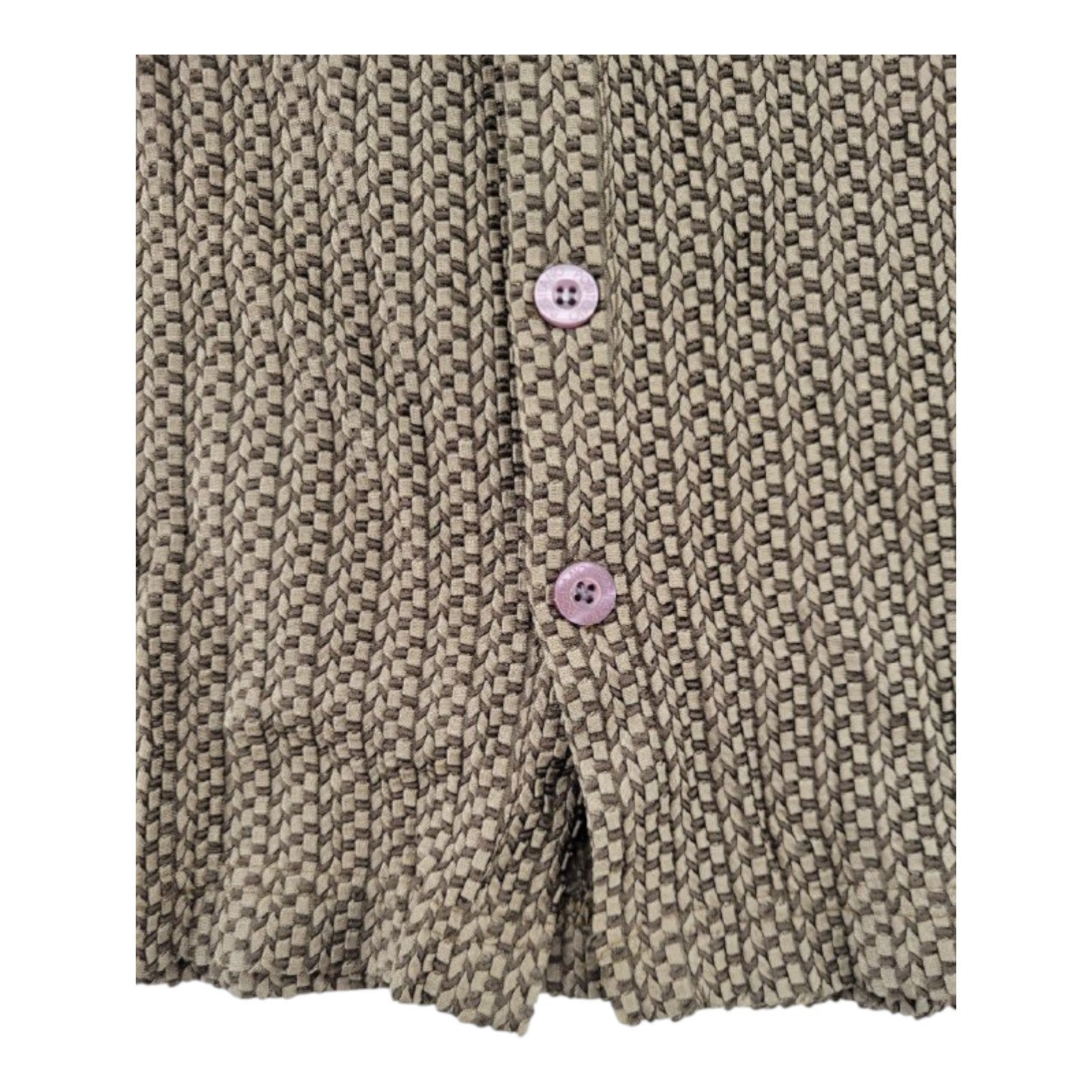 Positano by Charlie Lapson City Collection Brown Retro Textured Button Shirt 2X