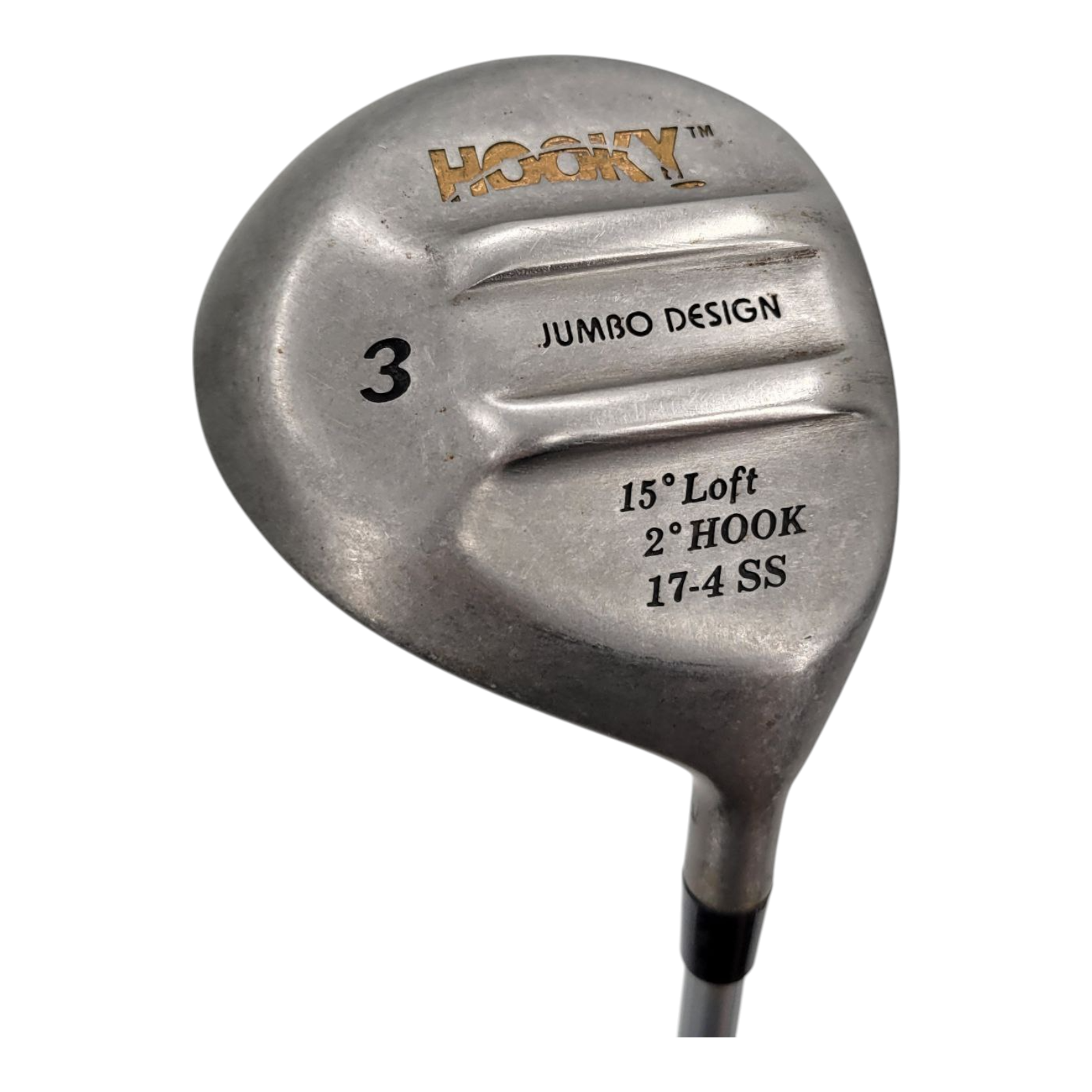 Hooky Jumbo Design 15° 3 Wood 2° Hook Mens RH Steel Shaft Lamkin Grip 42"