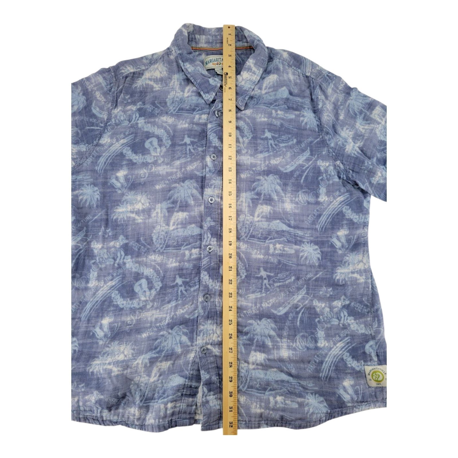 Margaritaville Men's Blue Hawaiian Shirt XXL Aloha Island Cotton Blend