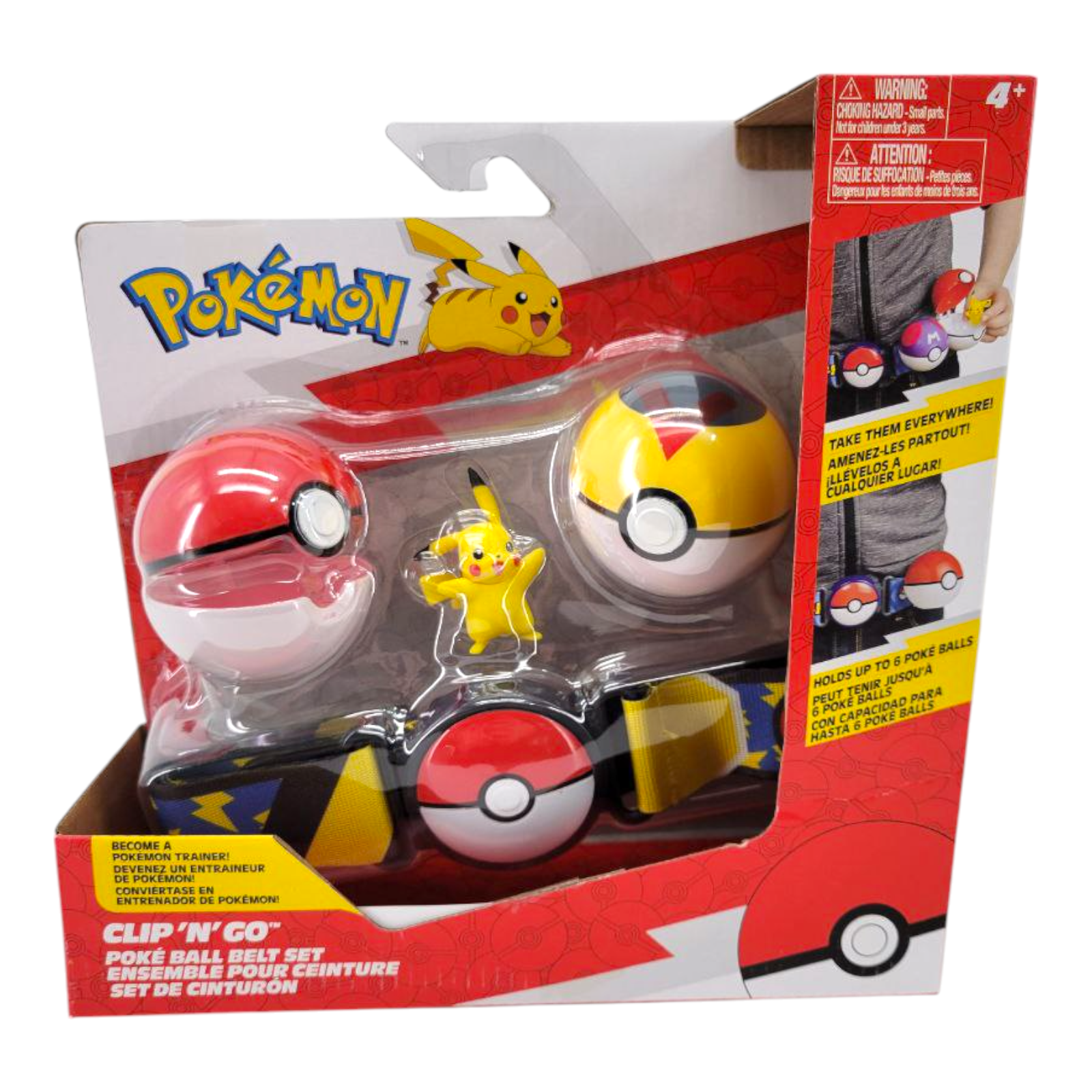 Pokemon Clip N Go Poke Ball Belt and 2" Pikachu Battle Action Figure Set