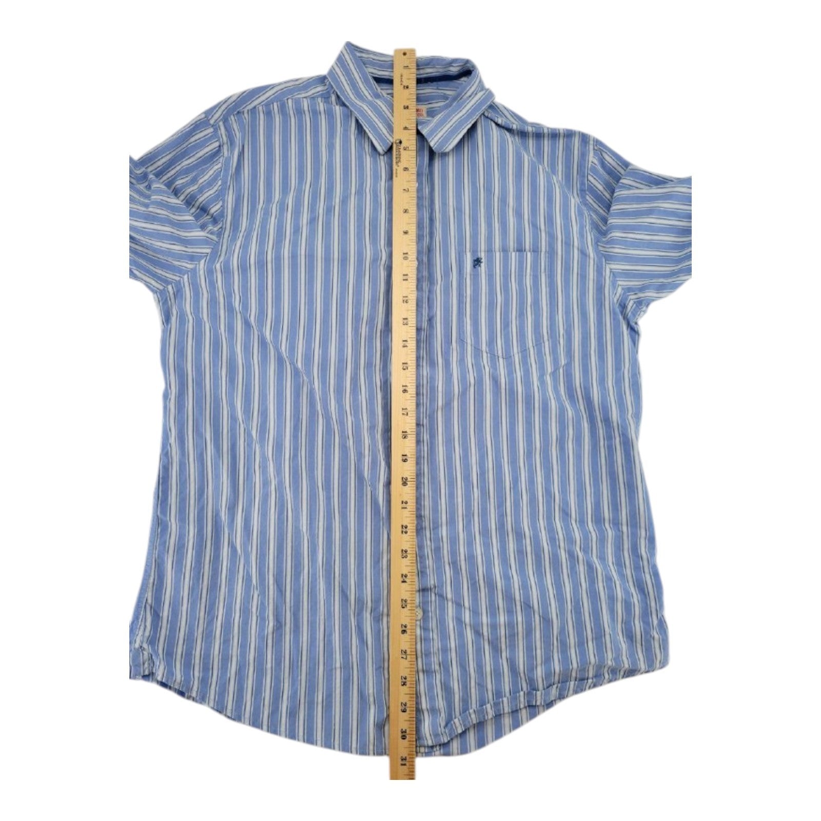 Mossimo Supply Co Mens Button Down Dress Shirt Blue White Stripe Long Sleeve L