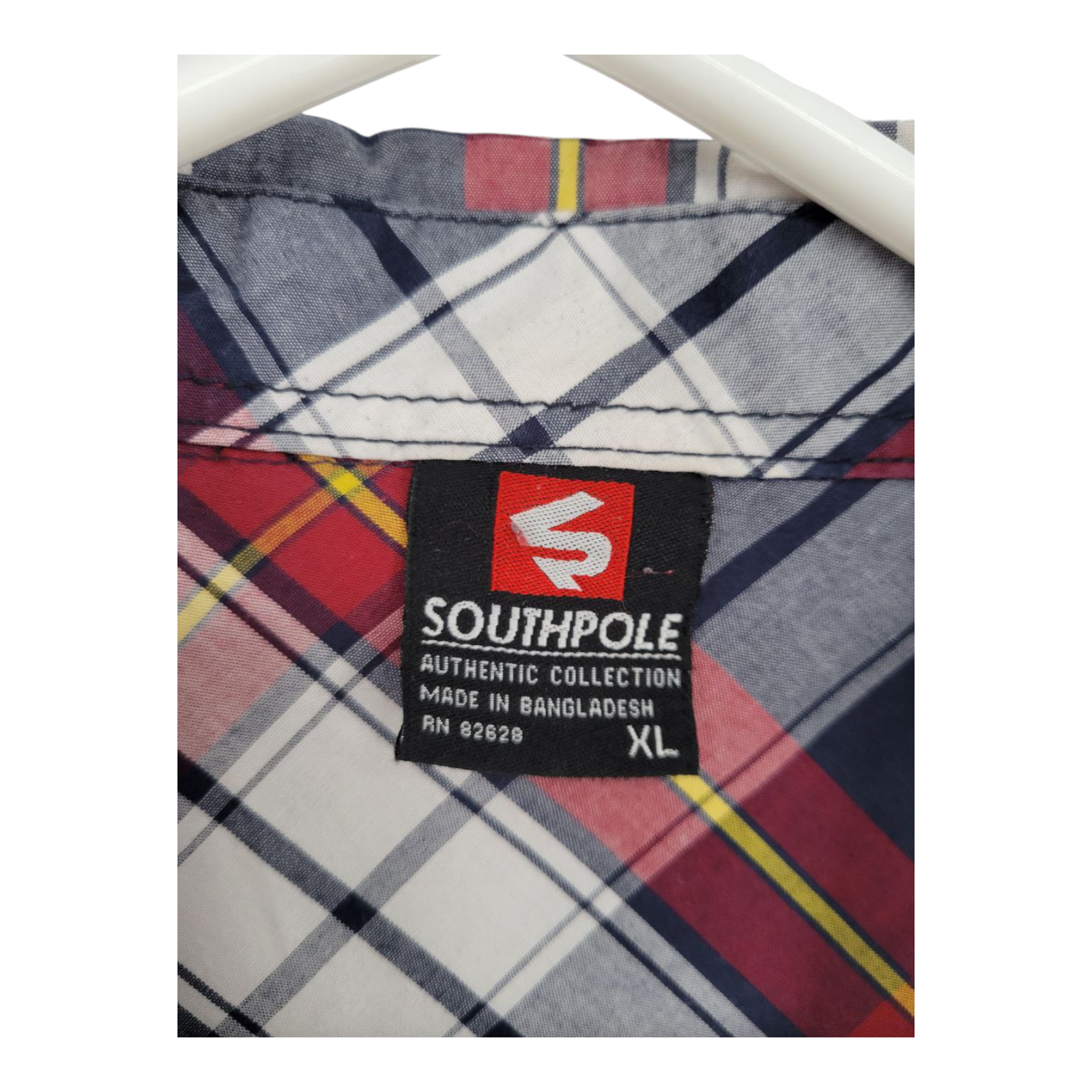 Southpole Mens Long Sleeve Plaid Shirt Red Blue Plaid Button Up Size XL